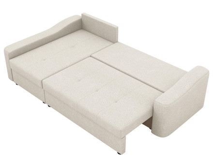 Canapé d'angle gauche 4 places convertible avec coffre en tissu texturé Claudia