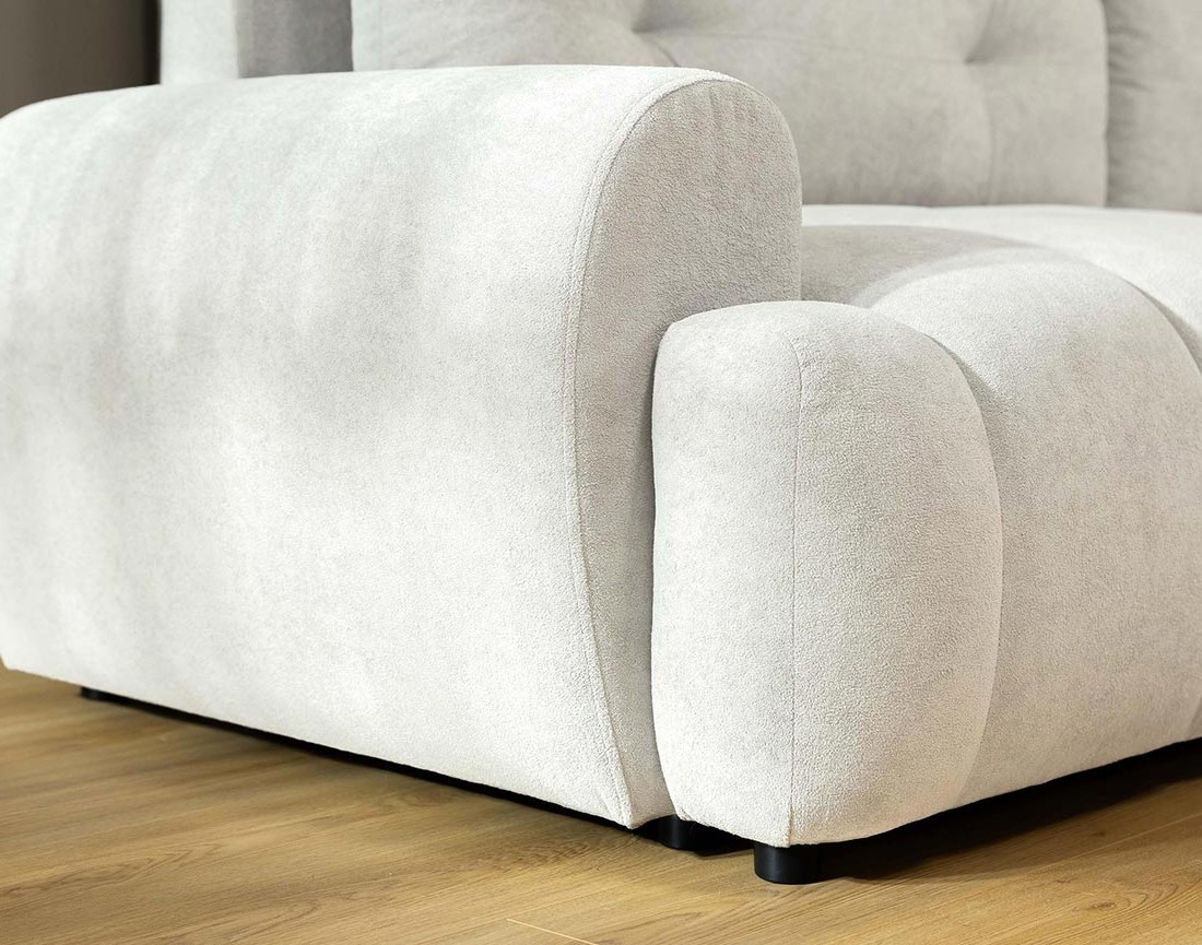 Canapé d'angle droit 4 places convertible avec coffre en tissu texturé Luzzio Canapé d'angle droit 4 places convertible avec coffre en tissu texturé Luzzio