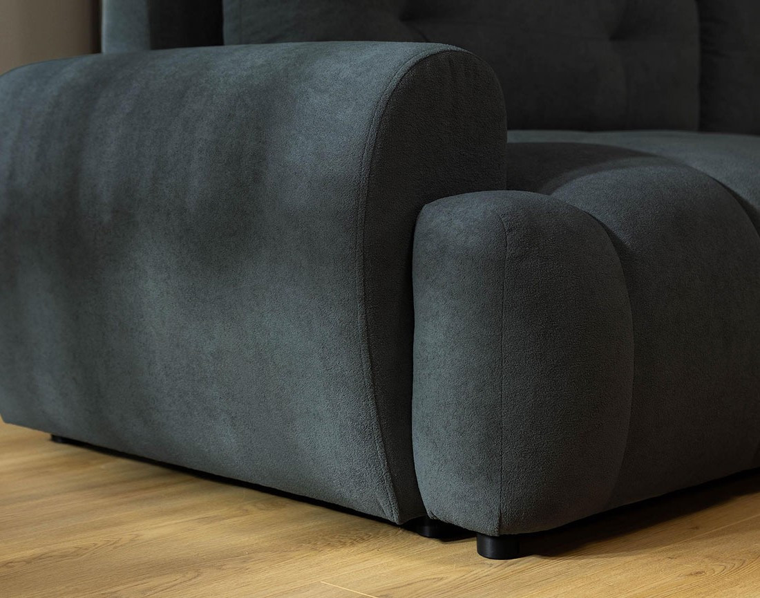 Canapé d'angle droit 4 places convertible avec coffre en tissu texturé Luzzio Canapé d'angle droit 4 places convertible avec coffre en tissu texturé Luzzio