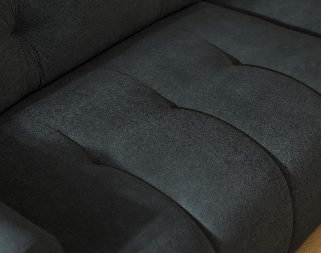 Canapé d'angle droit 4 places convertible avec coffre en tissu texturé Luzzio Canapé d'angle droit 4 places convertible avec coffre en tissu texturé Luzzio