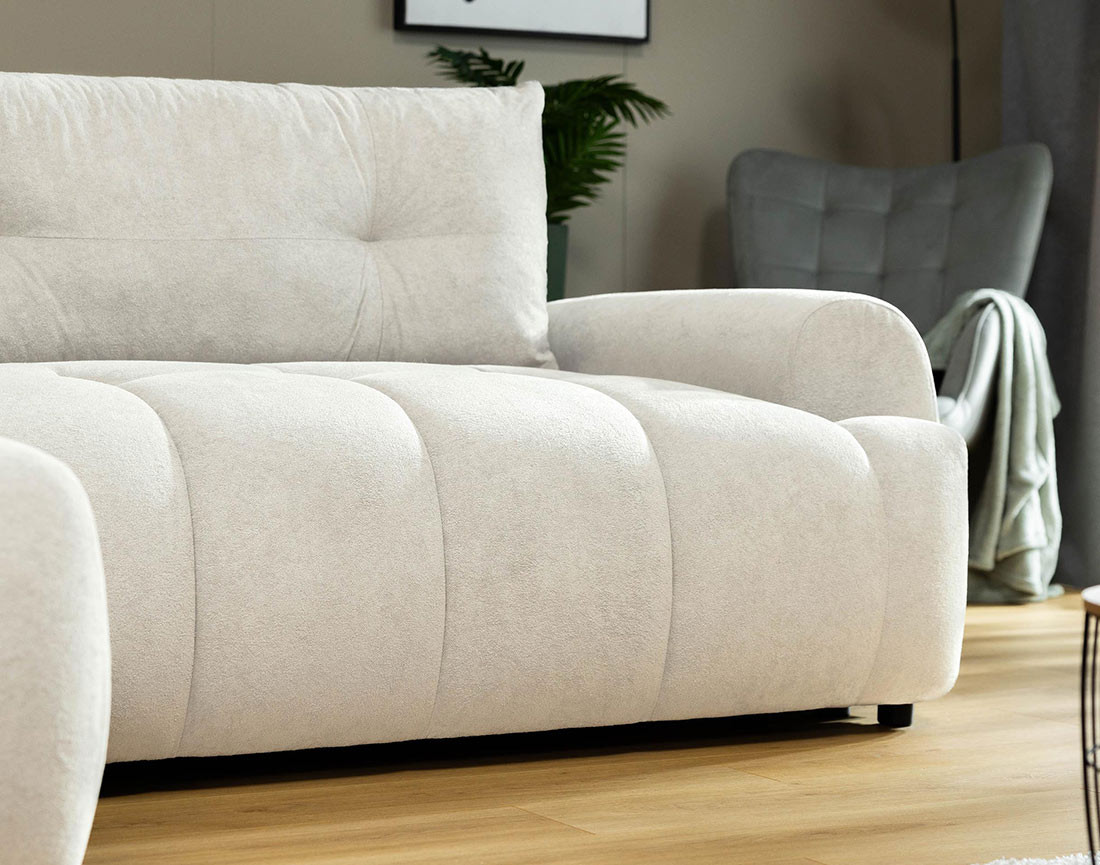 Canapé d'angle gauche 4 places convertible avec coffre en tissu texturé Luzzio Canapé d'angle gauche 4 places convertible avec coffre en tissu texturé Luzzio