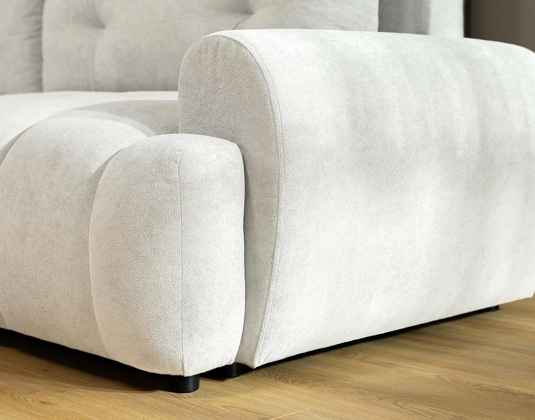 Canapé d'angle gauche 4 places convertible avec coffre en tissu texturé Luzzio Canapé d'angle gauche 4 places convertible avec coffre en tissu texturé Luzzio