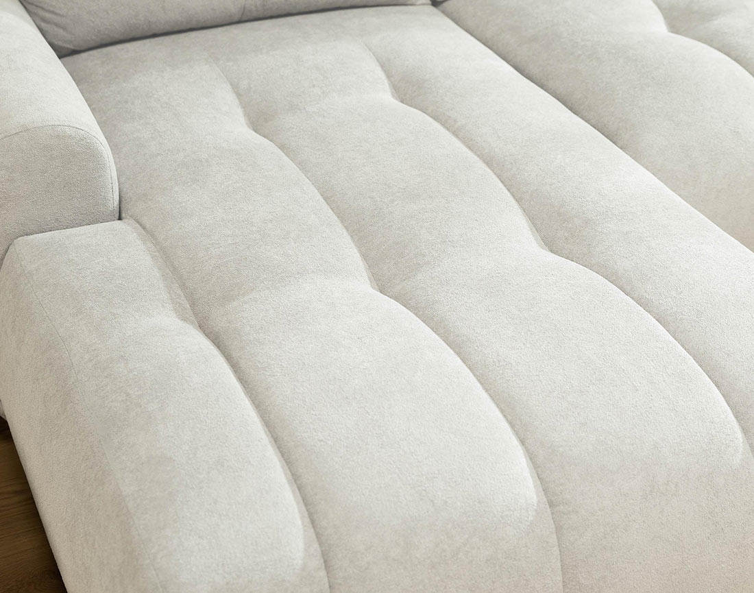 Canapé d'angle gauche 4 places convertible avec coffre en tissu texturé Luzzio Canapé d'angle gauche 4 places convertible avec coffre en tissu texturé Luzzio