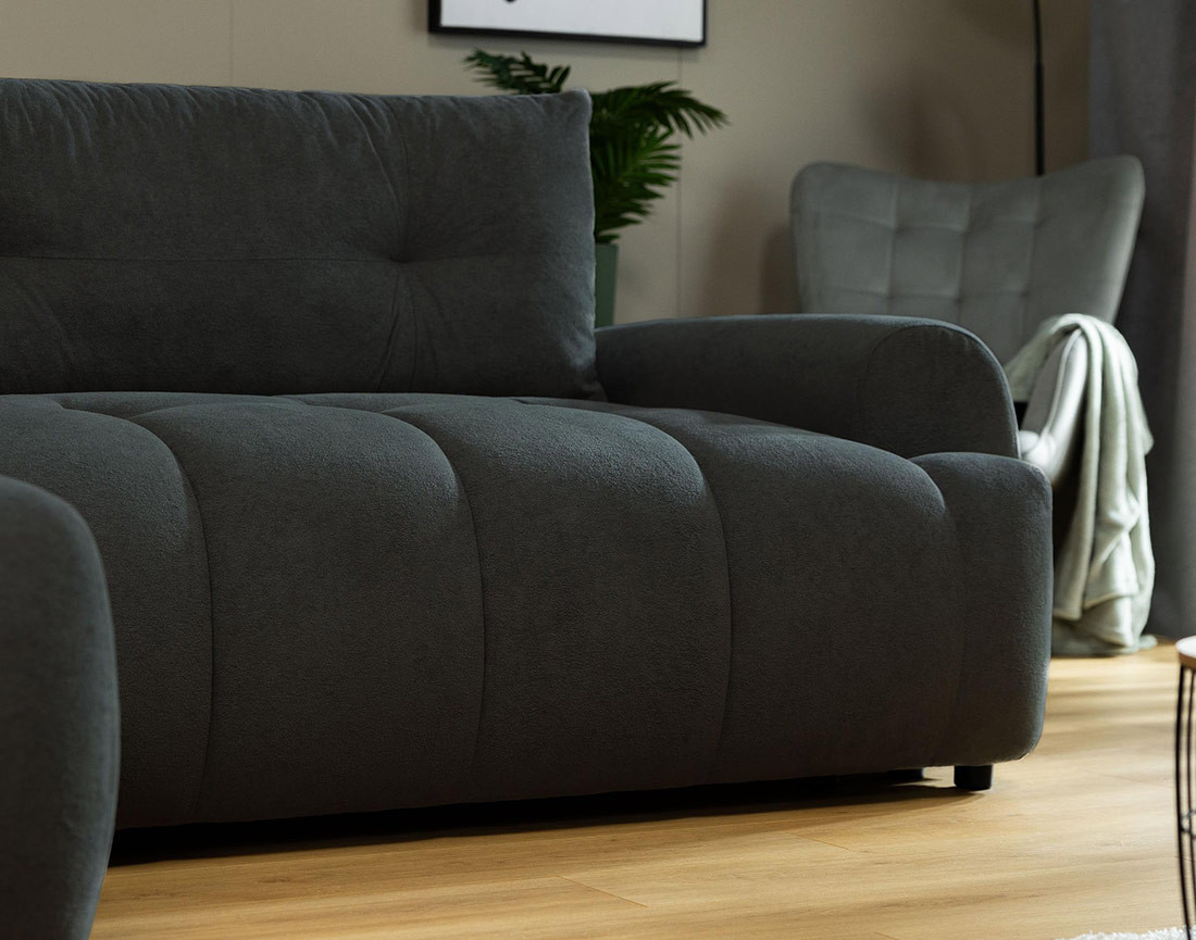 Canapé d'angle gauche 4 places convertible avec coffre en tissu texturé Luzzio Canapé d'angle gauche 4 places convertible avec coffre en tissu texturé Luzzio