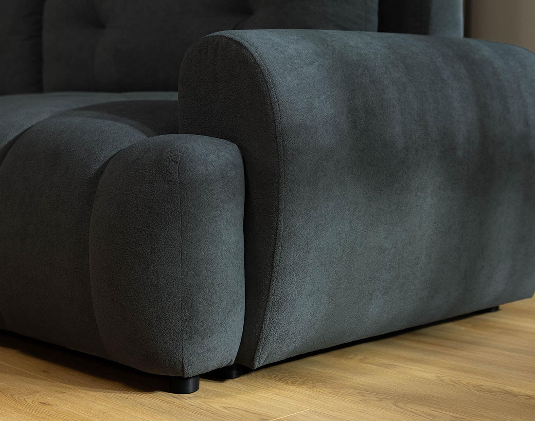 Canapé d'angle gauche 4 places convertible avec coffre en tissu texturé Luzzio Canapé d'angle gauche 4 places convertible avec coffre en tissu texturé Luzzio