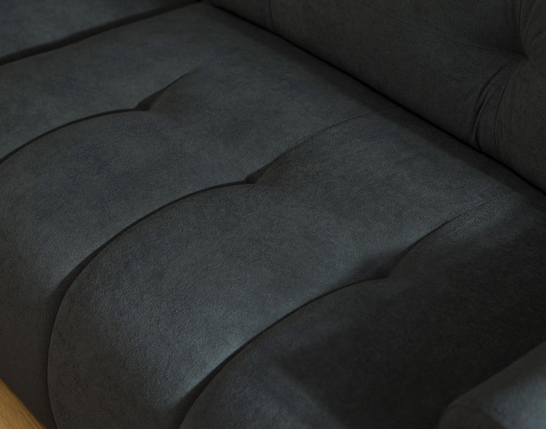 Canapé d'angle gauche 4 places convertible avec coffre en tissu texturé Luzzio Canapé d'angle gauche 4 places convertible avec coffre en tissu texturé Luzzio