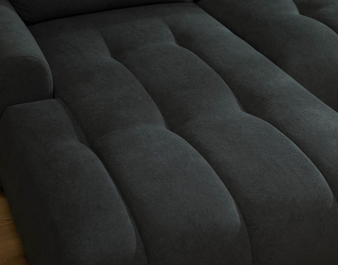 Canapé d'angle gauche 4 places convertible avec coffre en tissu texturé Luzzio Canapé d'angle gauche 4 places convertible avec coffre en tissu texturé Luzzio