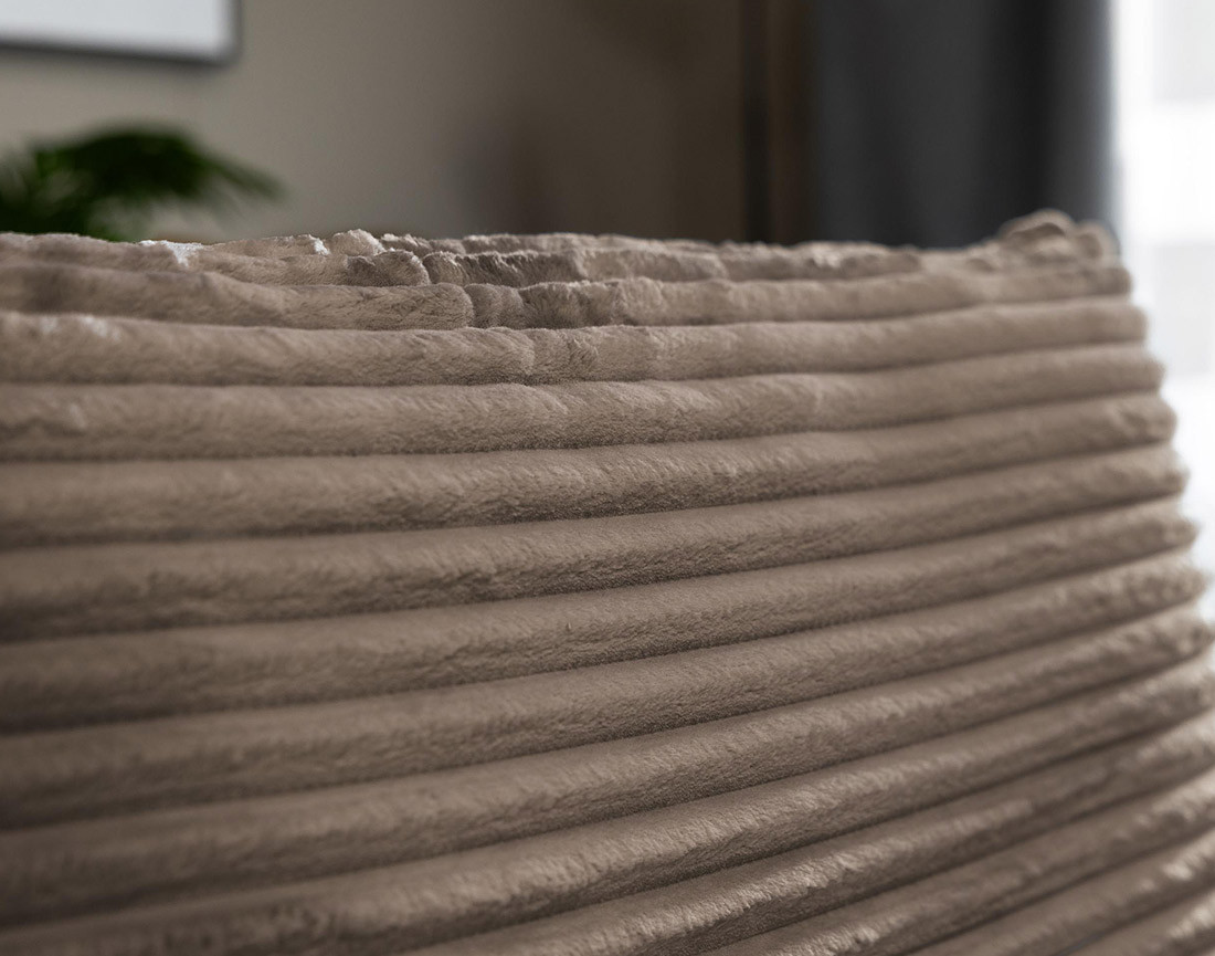 Canapé d'angle droit 4 places convertible avec coffre en velours côtelé grosses côtes Silvano