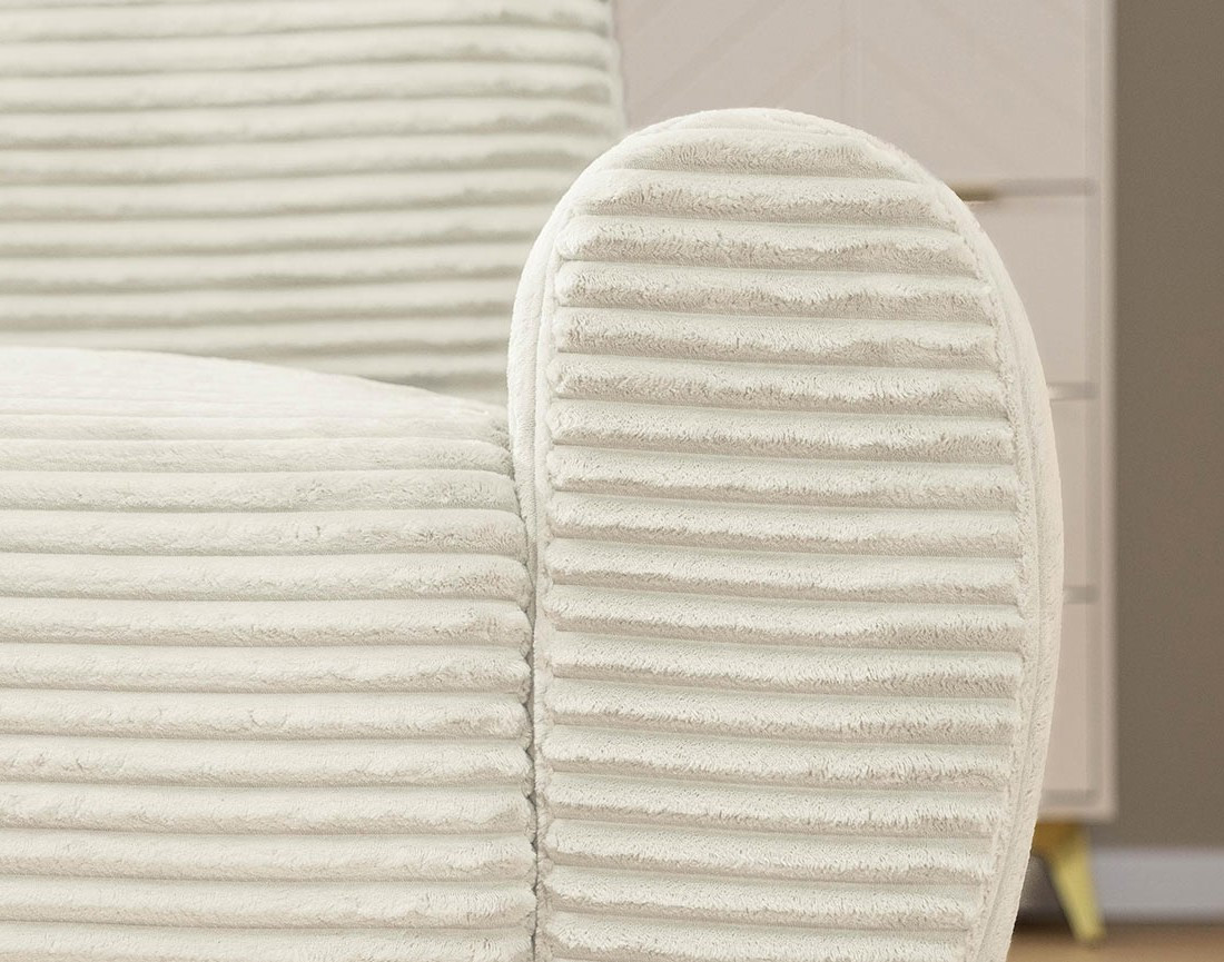 Canapé d'angle gauche 4 places convertible avec coffre en velours côtelé grosses côtes Silvano Canapé d'angle gauche 4 places convertible avec coffre en velours côtelé grosses côtes Silvano