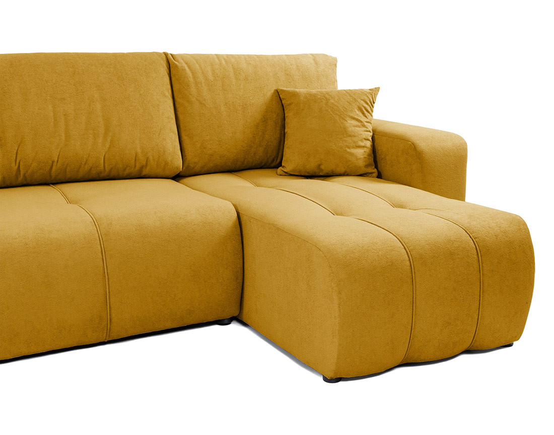 Canapé d'angle réversible 4 places convertible avec coffre en tissu Nicole
