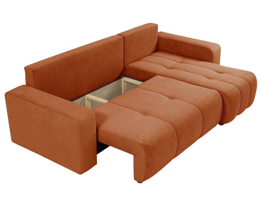 Canapé d'angle réversible 4 places convertible avec coffre en tissu Nicole Canapé d'angle réversible 4 places convertible avec coffre en tissu Nicole