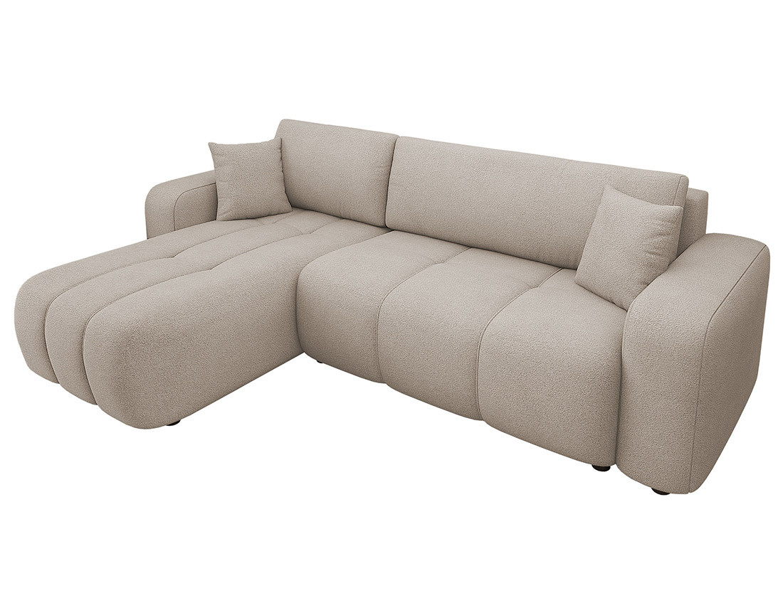 Canapé d'angle réversible 4 places convertible avec coffre en tissu Nicole