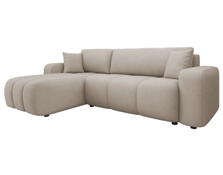 Canapé d'angle réversible 4 places convertible avec coffre en tissu Nicole