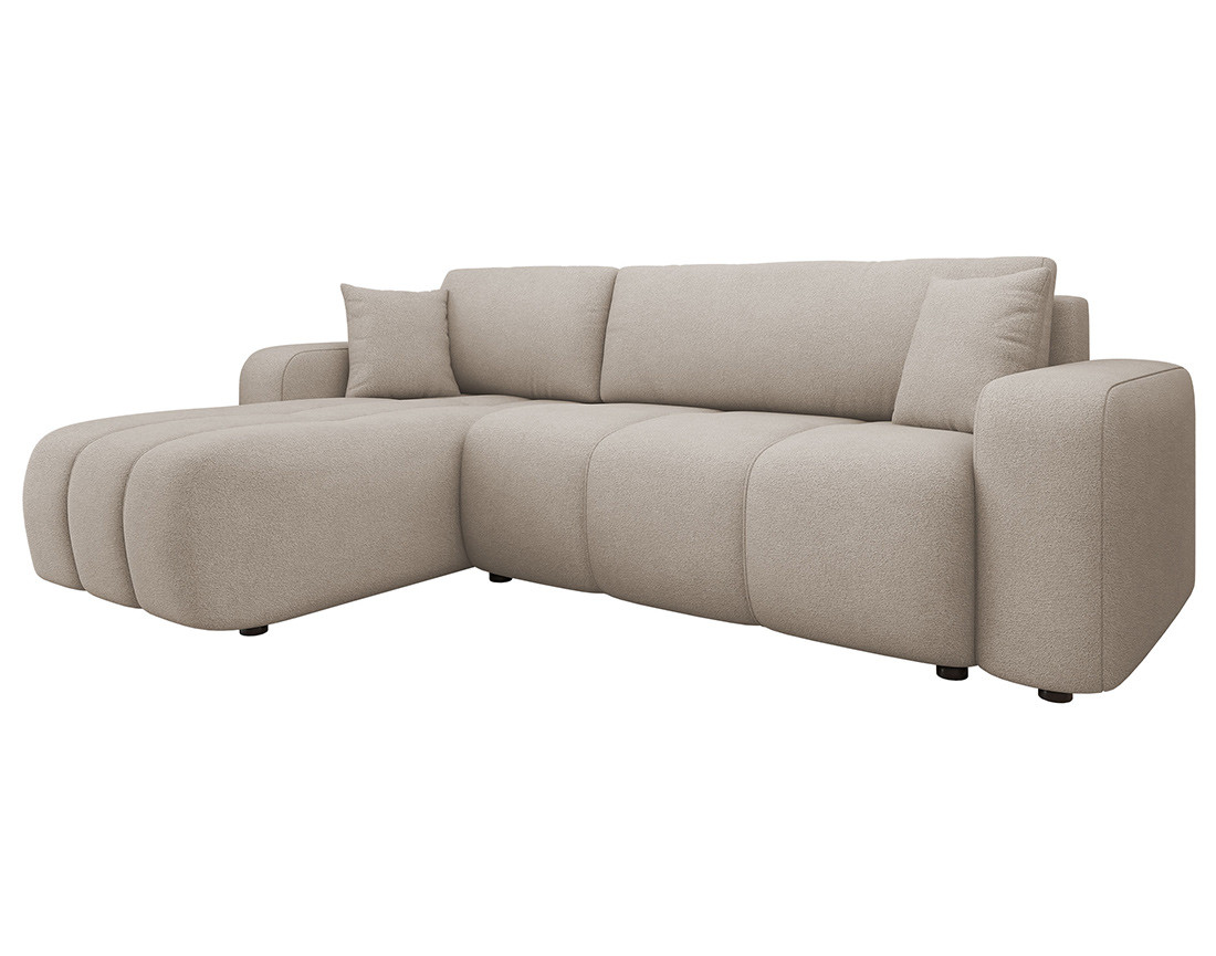 Canapé d'angle réversible 4 places convertible avec coffre en tissu Nicole