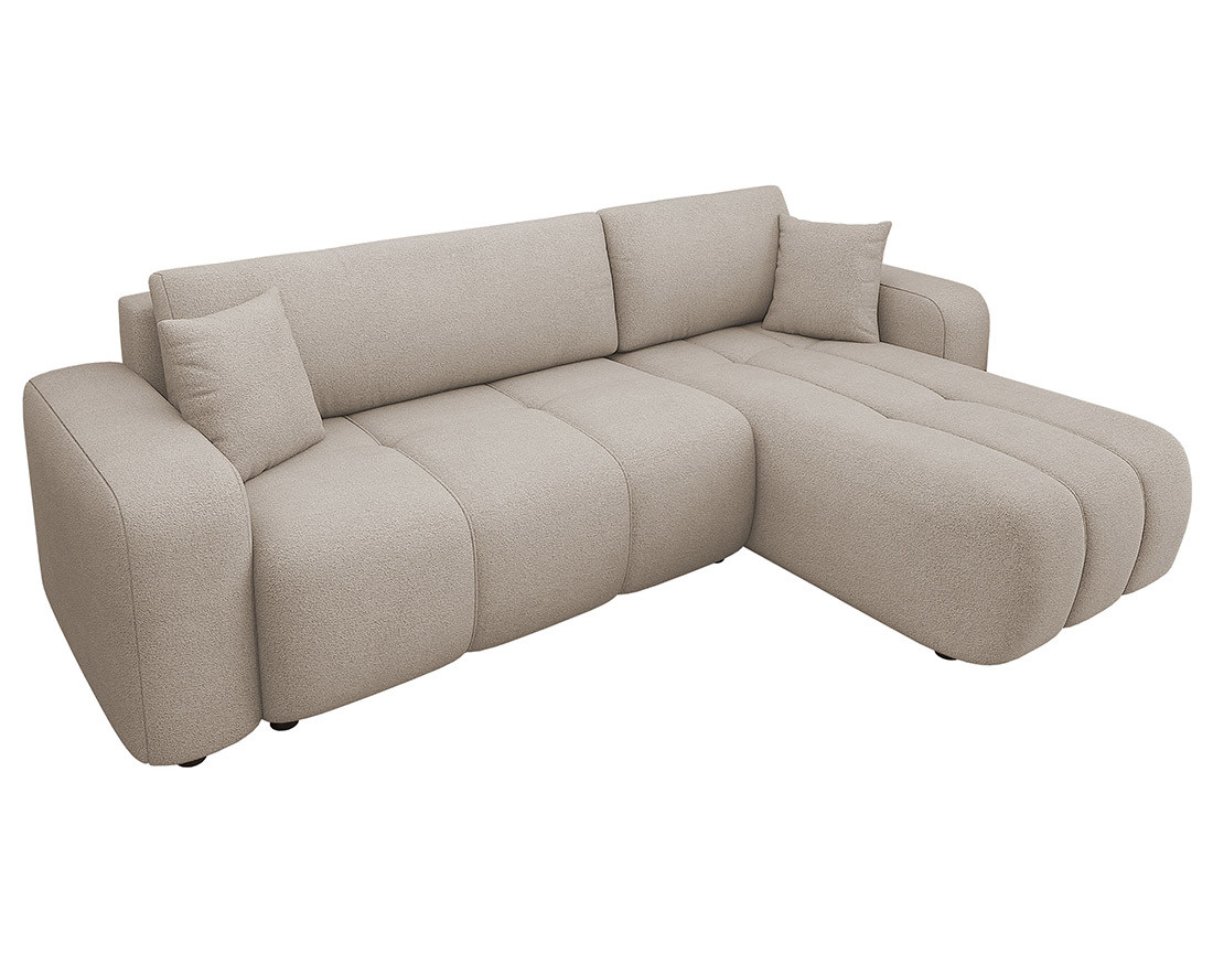 Canapé d'angle réversible 4 places convertible avec coffre en tissu Nicole