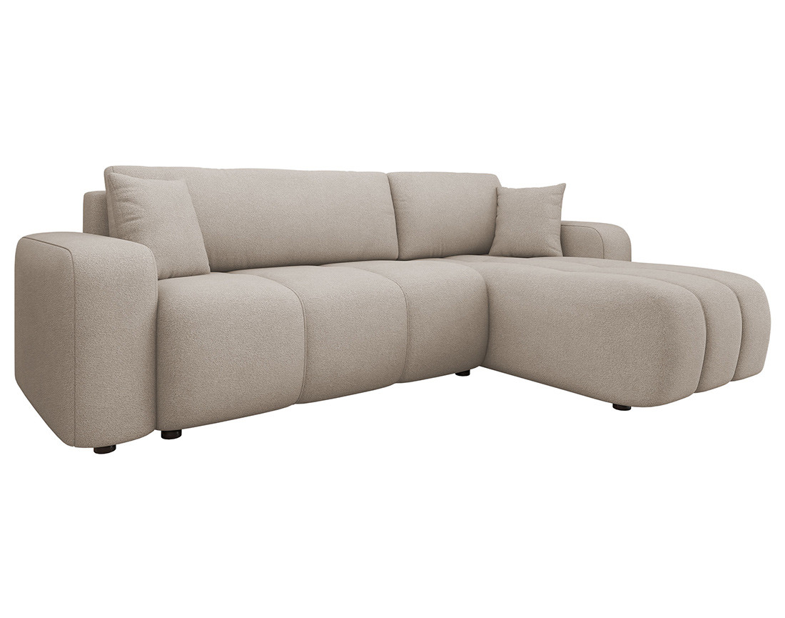 Canapé d'angle réversible 4 places convertible avec coffre en tissu Nicole