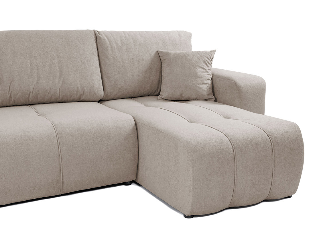 Canapé d'angle réversible 4 places convertible avec coffre en tissu Nicole