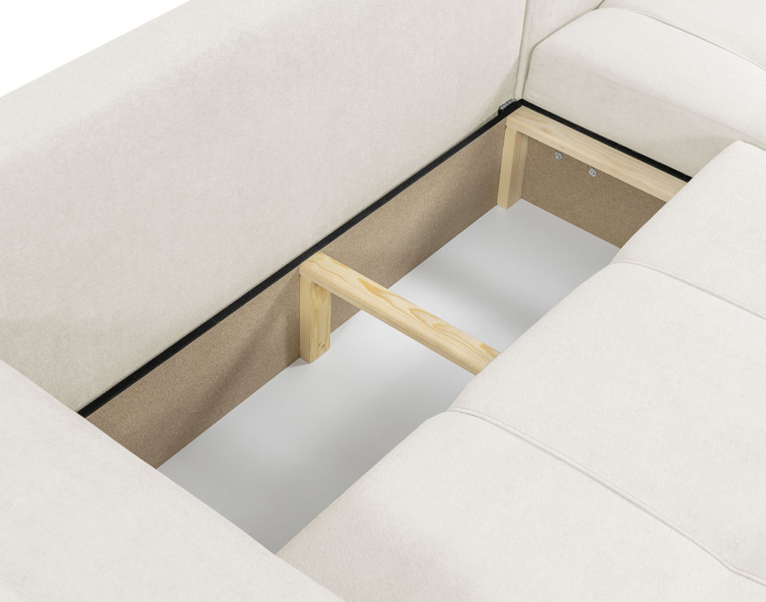 Canapé d'angle réversible 4 places convertible avec coffre en tissu Nicole Canapé d'angle réversible 4 places convertible avec coffre en tissu Nicole