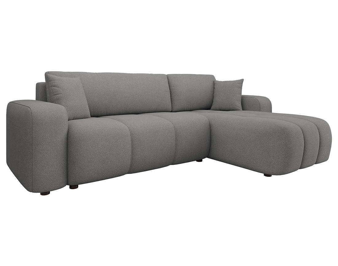Canapé d'angle réversible 4 places convertible avec coffre en tissu Nicole