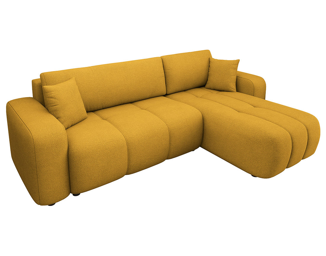 Canapé d'angle réversible 4 places convertible avec coffre en tissu Nicole
