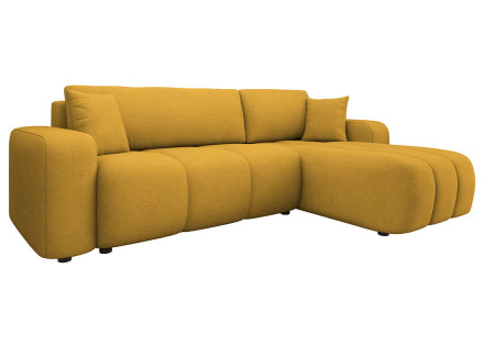 Canapé d'angle réversible 4 places convertible avec coffre en tissu Nicole