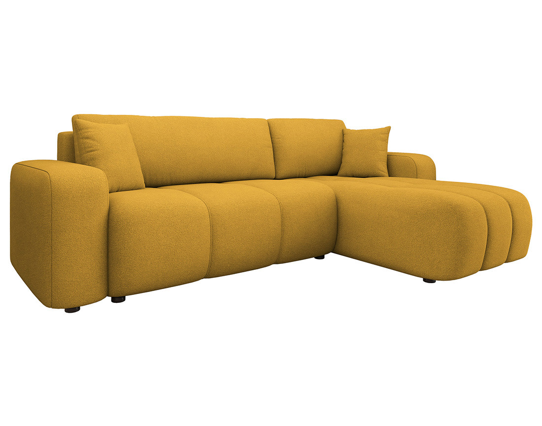 Canapé d'angle réversible 4 places convertible avec coffre en tissu Nicole