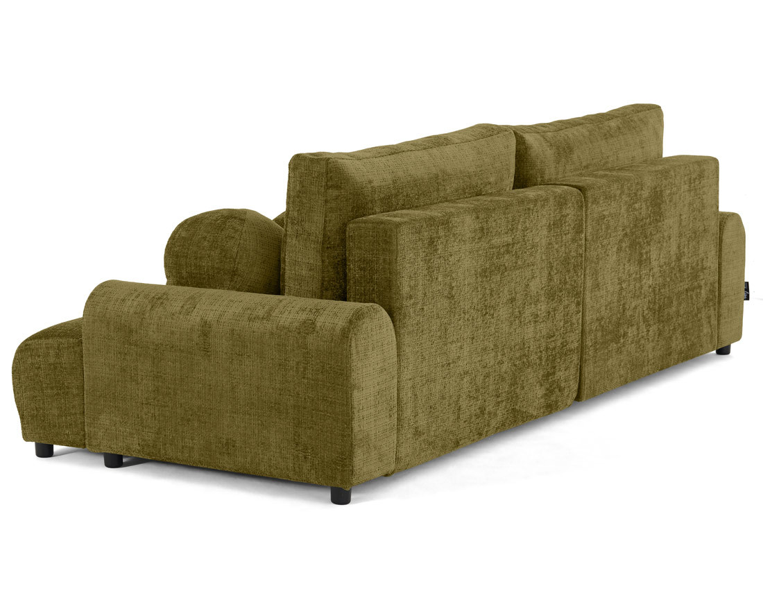 Canapé d'angle gauche 4 places convertible avec coffre en velours texturé Nelly