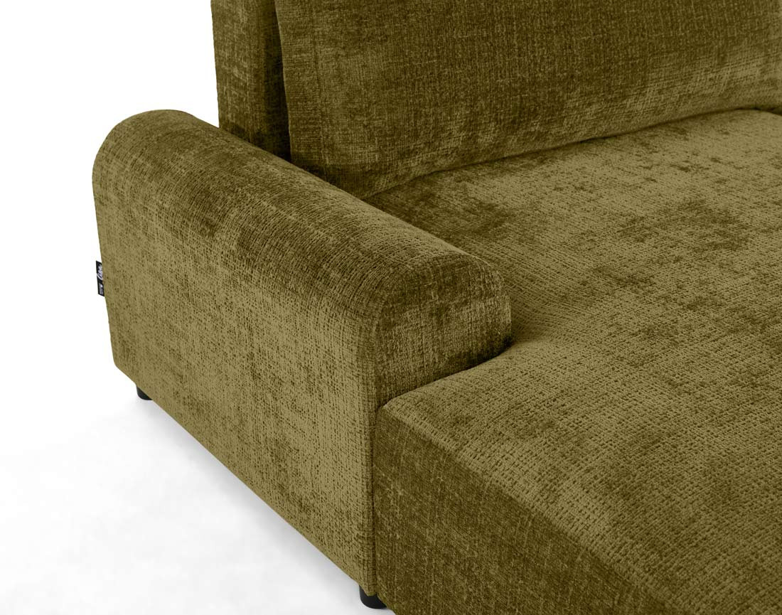 Canapé d'angle gauche 4 places convertible avec coffre en velours texturé Nelly