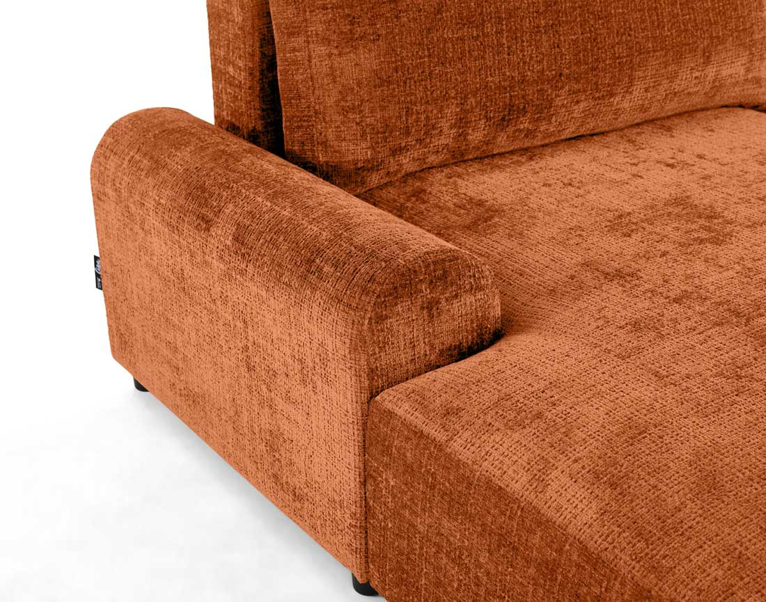 Canapé d'angle gauche 4 places convertible avec coffre en velours texturé Nelly