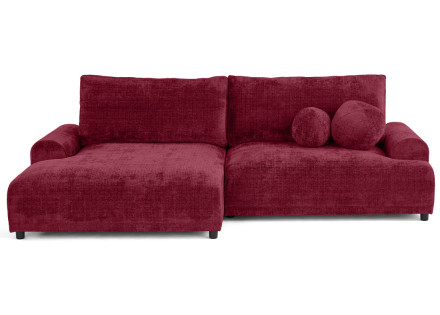 Canapé d'angle gauche 4 places convertible avec coffre en velours texturé Nelly