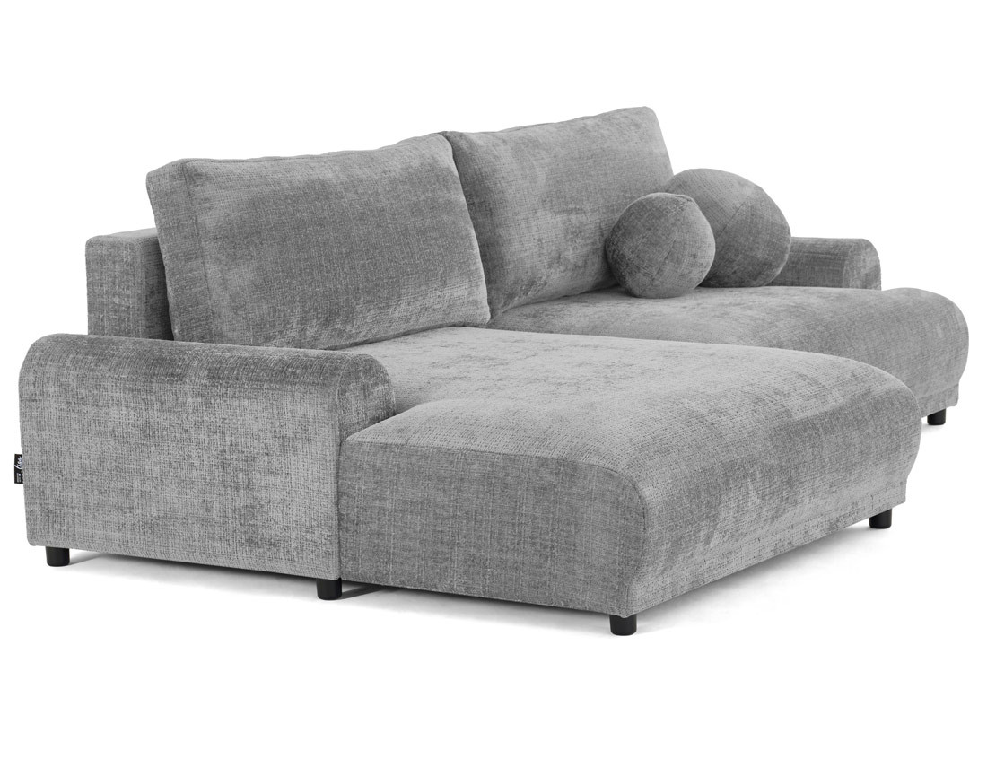 Canapé d'angle gauche 4 places convertible avec coffre en velours texturé Nelly Canapé d'angle gauche 4 places convertible avec coffre en velours texturé Nelly