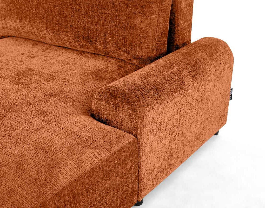 Canapé d'angle droit 4 places convertible avec coffre en velours texturé Nelly