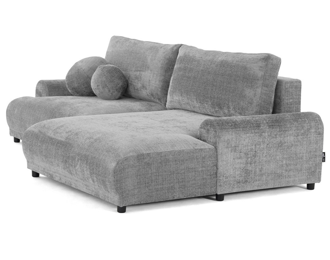 Canapé d'angle droit 4 places convertible avec coffre en velours texturé Nelly Canapé d'angle droit 4 places convertible avec coffre en velours texturé Nelly