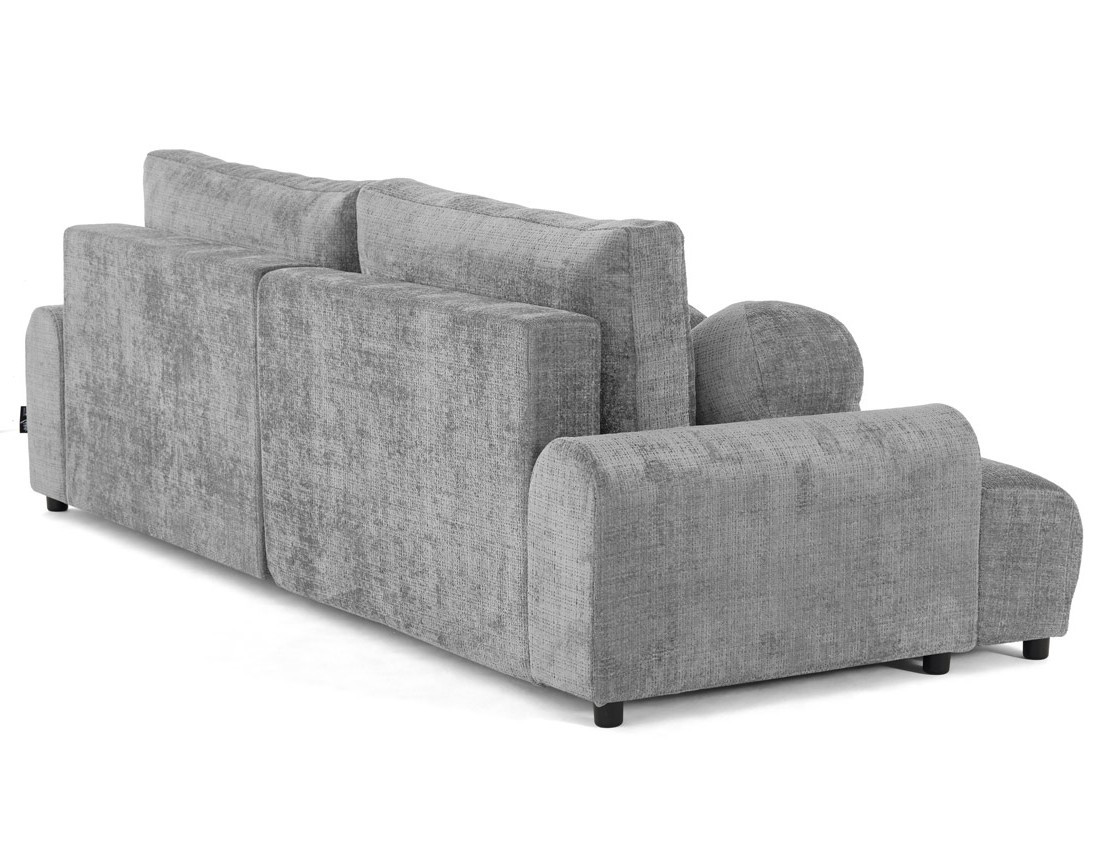 Canapé d'angle droit 4 places convertible avec coffre en velours texturé Nelly Canapé d'angle droit 4 places convertible avec coffre en velours texturé Nelly