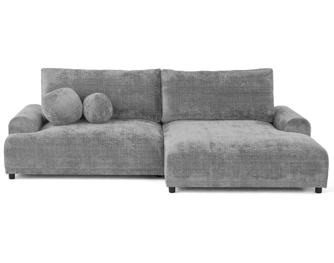 Canapé d'angle droit 4 places convertible avec coffre en velours texturé Nelly Canapé d'angle droit 4 places convertible avec coffre en velours texturé Nelly