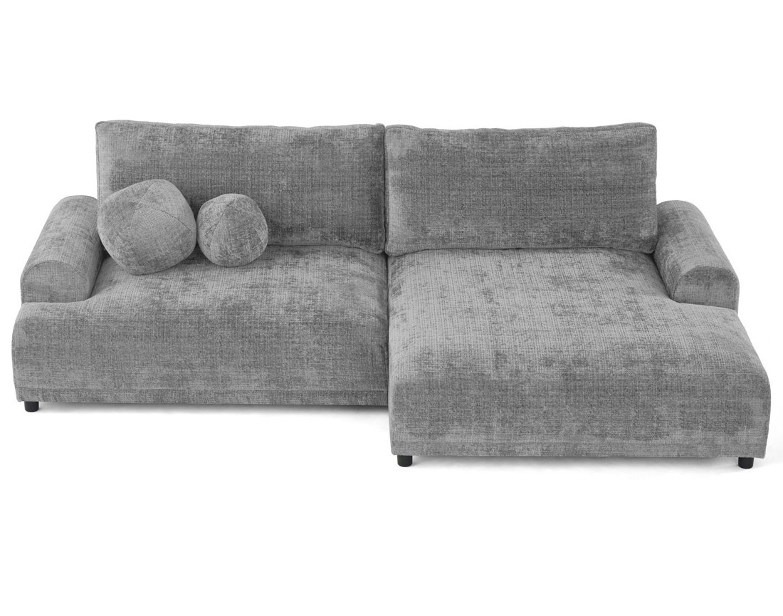 Canapé d'angle droit 4 places convertible avec coffre en velours texturé Nelly Canapé d'angle droit 4 places convertible avec coffre en velours texturé Nelly