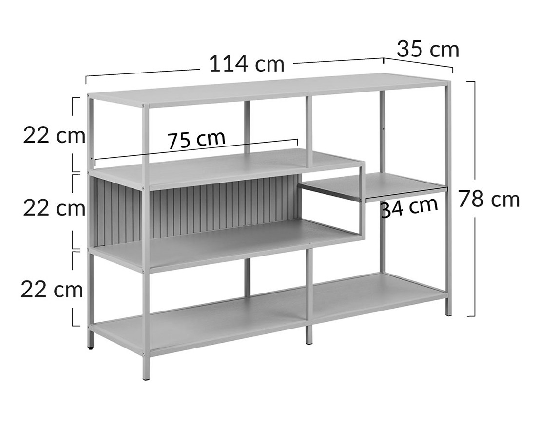Étagère filaire métal avec plaquage en bois blanchi 114 cm gris Anthea