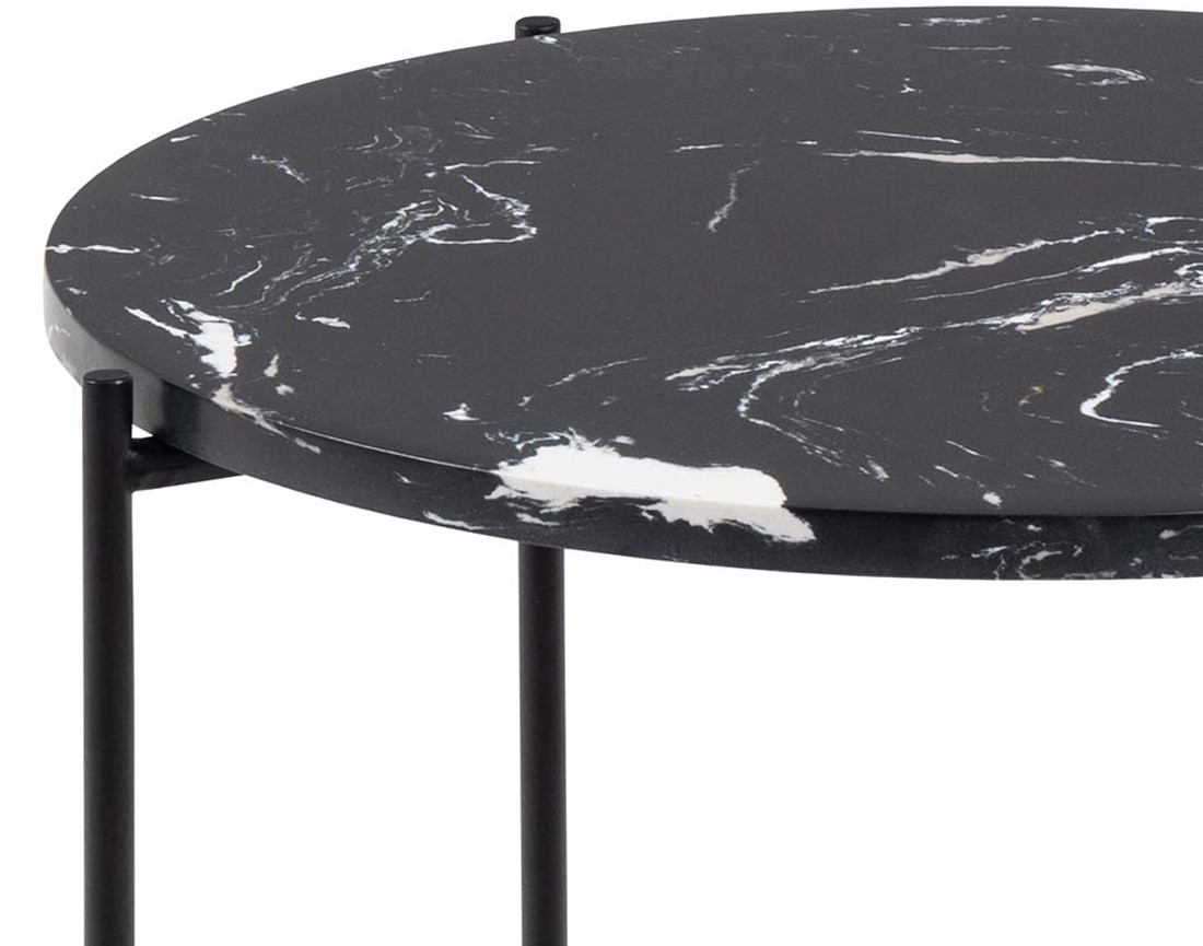 Table basse 42 cm plateau en marbre pieds en acier Ezaro