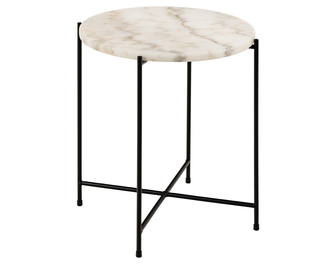 Table basse 42 cm plateau en marbre pieds en acier Ezaro