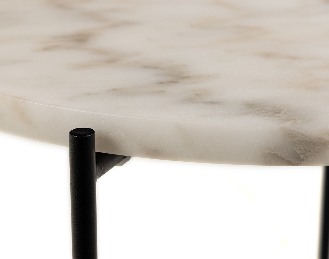 Table basse 42 cm plateau en marbre pieds en acier Ezaro