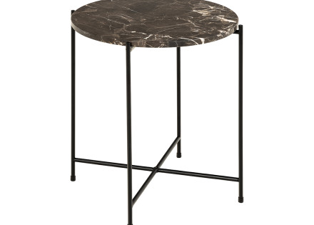 Table basse 42 cm plateau en marbre pieds en acier Ezaro