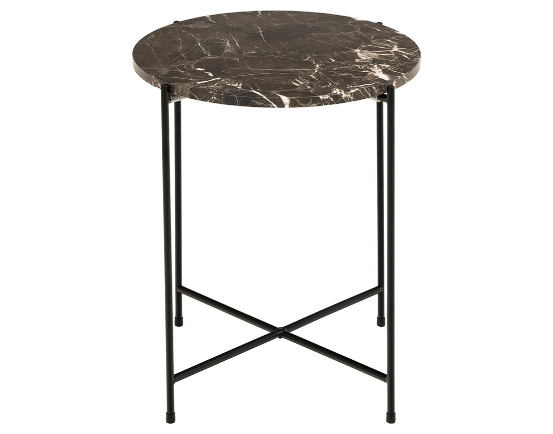 Table basse 42 cm plateau en marbre pieds en acier Ezaro