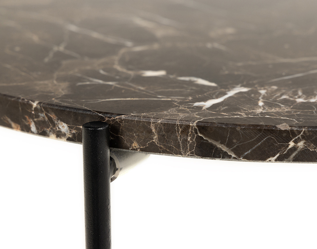Table basse 42 cm plateau en marbre pieds en acier Ezaro
