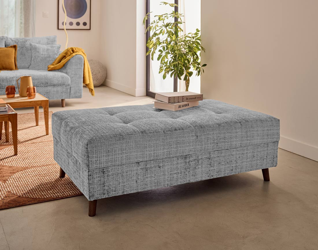 Pouf en velours texturé Rune