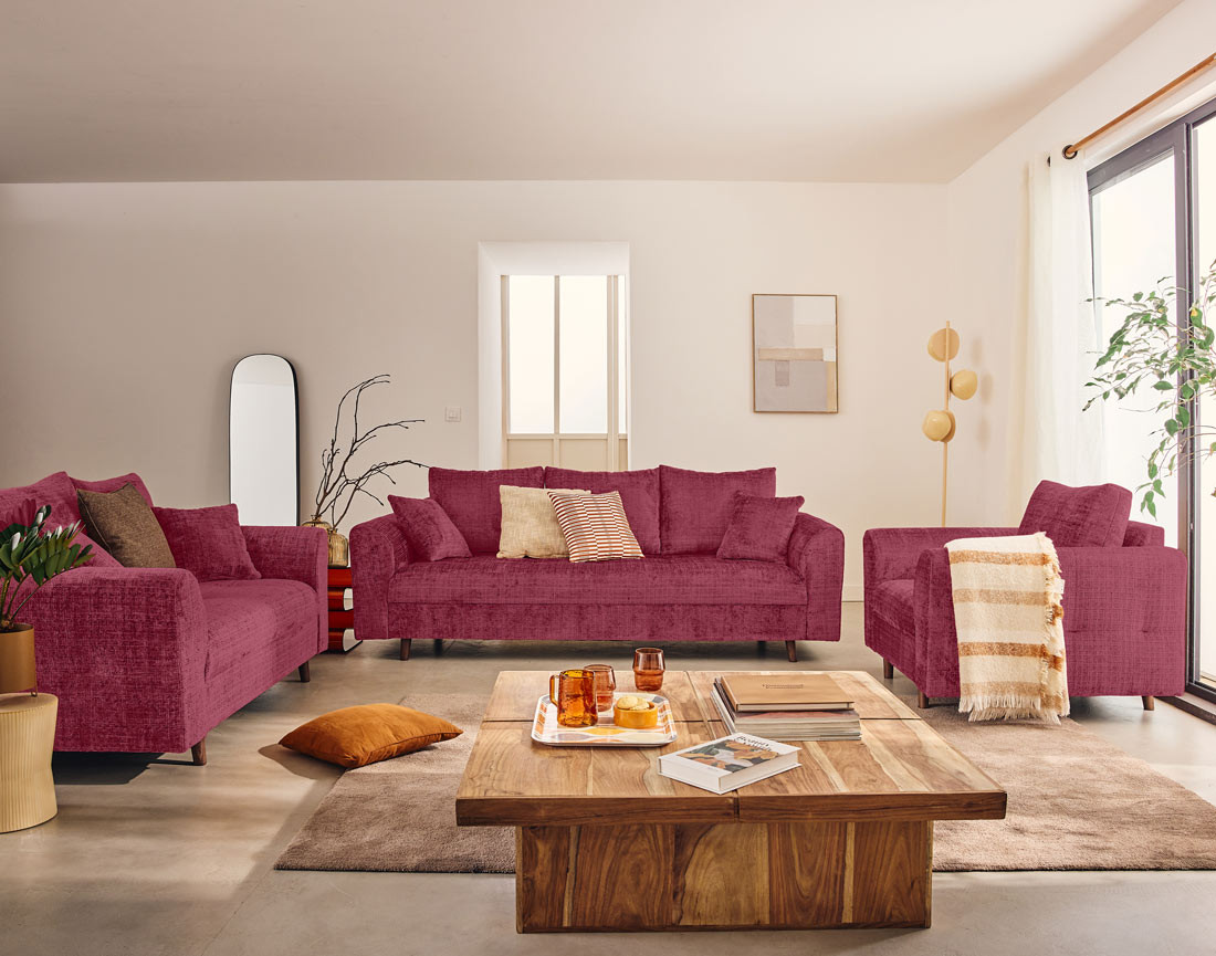 Fauteuil en velours texturé Rune