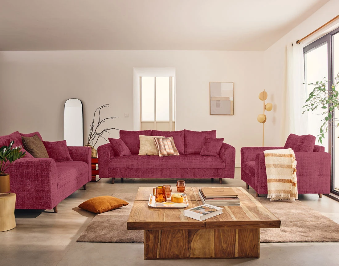 Fauteuil en velours texturé Rune