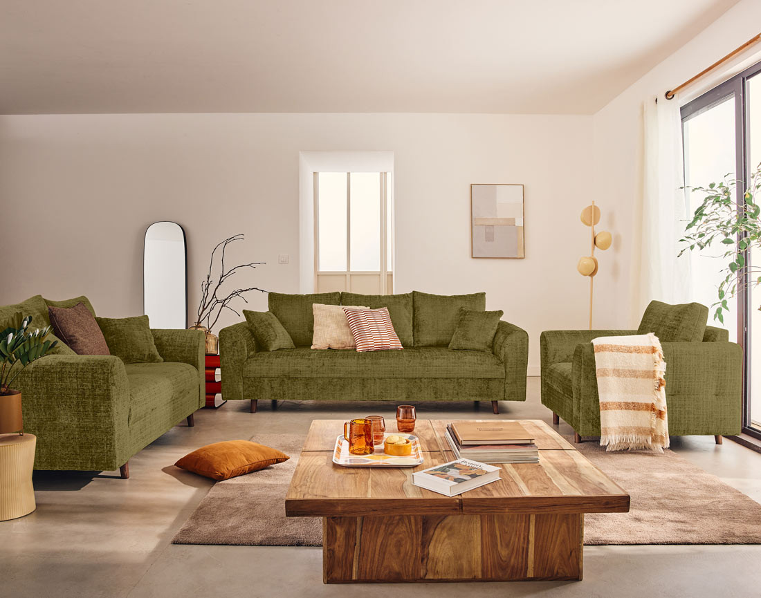 Fauteuil en velours texturé Rune