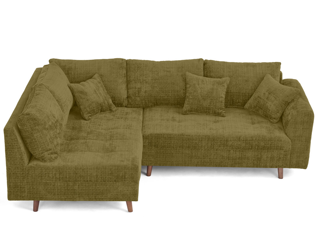 Canapé d'angle gauche 4 places en velours texturé Rune