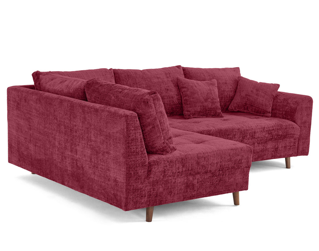 Canapé d'angle gauche 4 places en velours texturé Rune