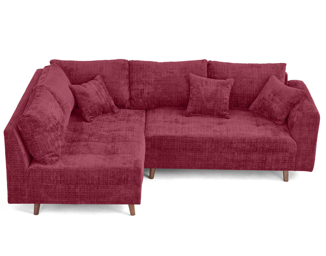 Canapé d'angle gauche 4 places en velours texturé Rune